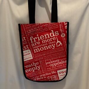 Lululemon Red and White Friends Manifesto Small Tote!